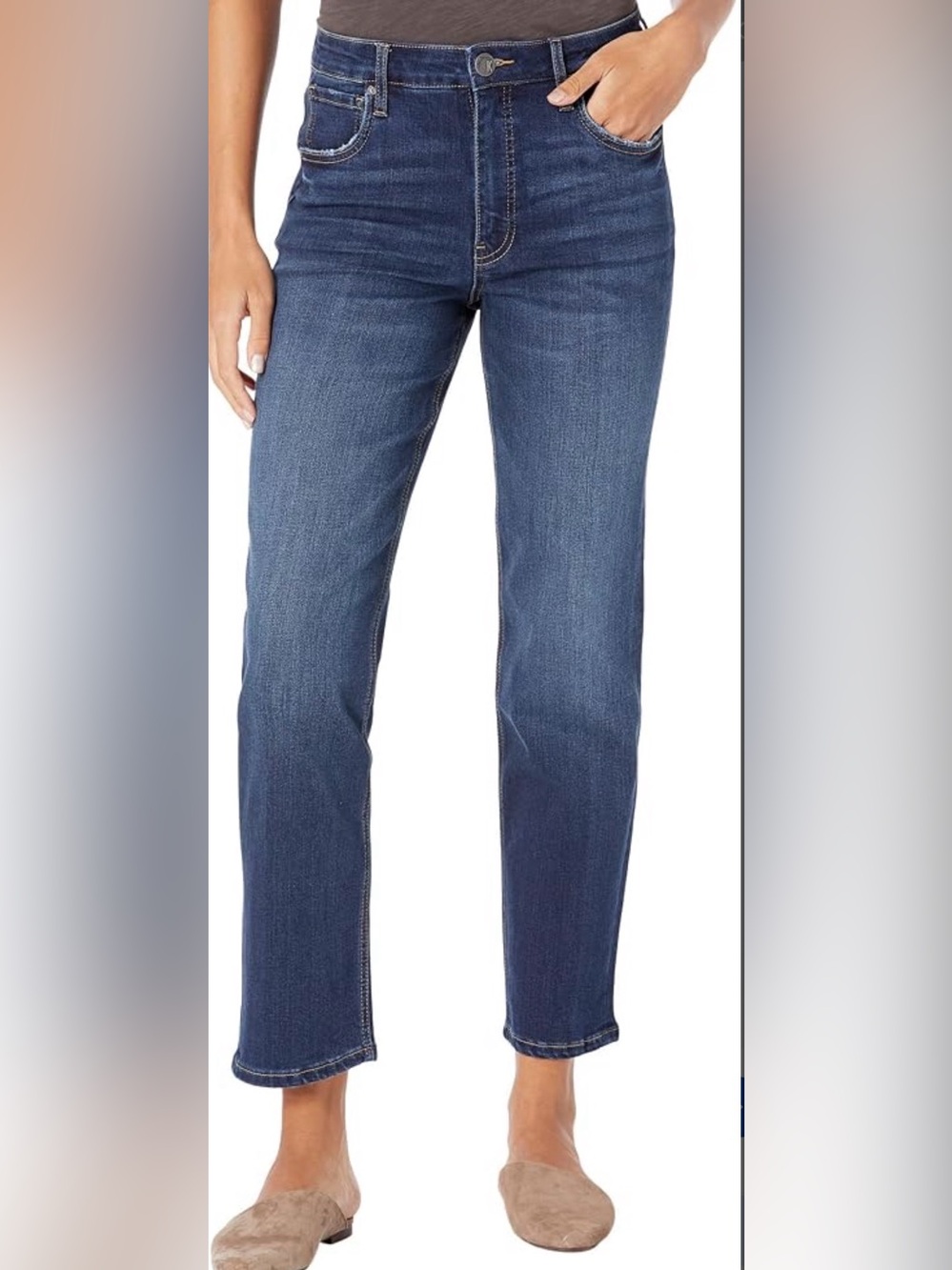 Elizabeth Fit Kut from the Kloth Women's Straight Leg Blue Jeans
